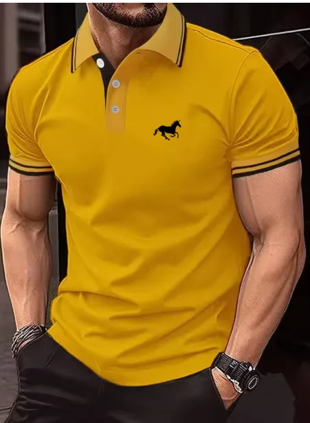 قميص بولو رجالي جديد كلاسيكي بأكمام قصيرة، قميص بولو صيفي غير رسمي بأزرار، مقاس كبير جدًا S-3XL