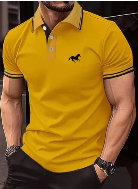 قميص بولو رجالي جديد كلاسيكي بأكمام قصيرة، قميص بولو صيفي غير رسمي بأزرار، مقاس كبير جدًا S-3XL