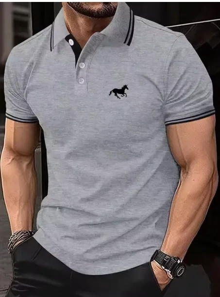 قميص بولو رجالي جديد كلاسيكي بأكمام قصيرة، قميص بولو صيفي غير رسمي بأزرار، مقاس كبير جدًا S-3XL
