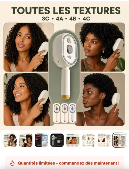 Peigne Lissant Électrique Chauffant — Des Cheveux Lisses, Doux et Soyeux en Quelques Minutes !