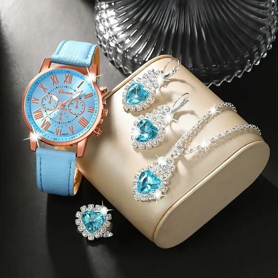 Aurora Blue Luxury Jewelry & Watch Set