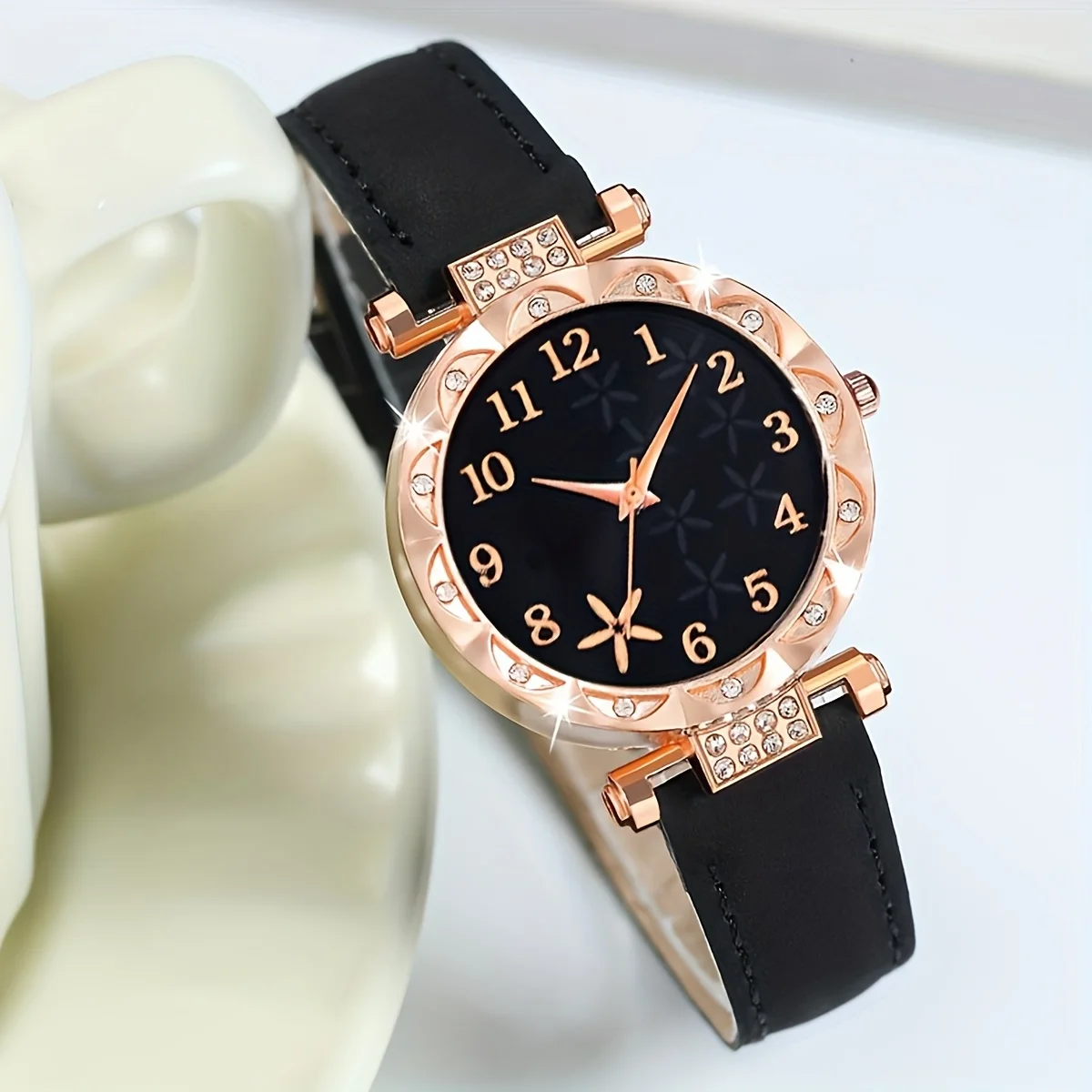CÉLESTE — 6-Piece Watch & Bracelet Set · Black & Gold