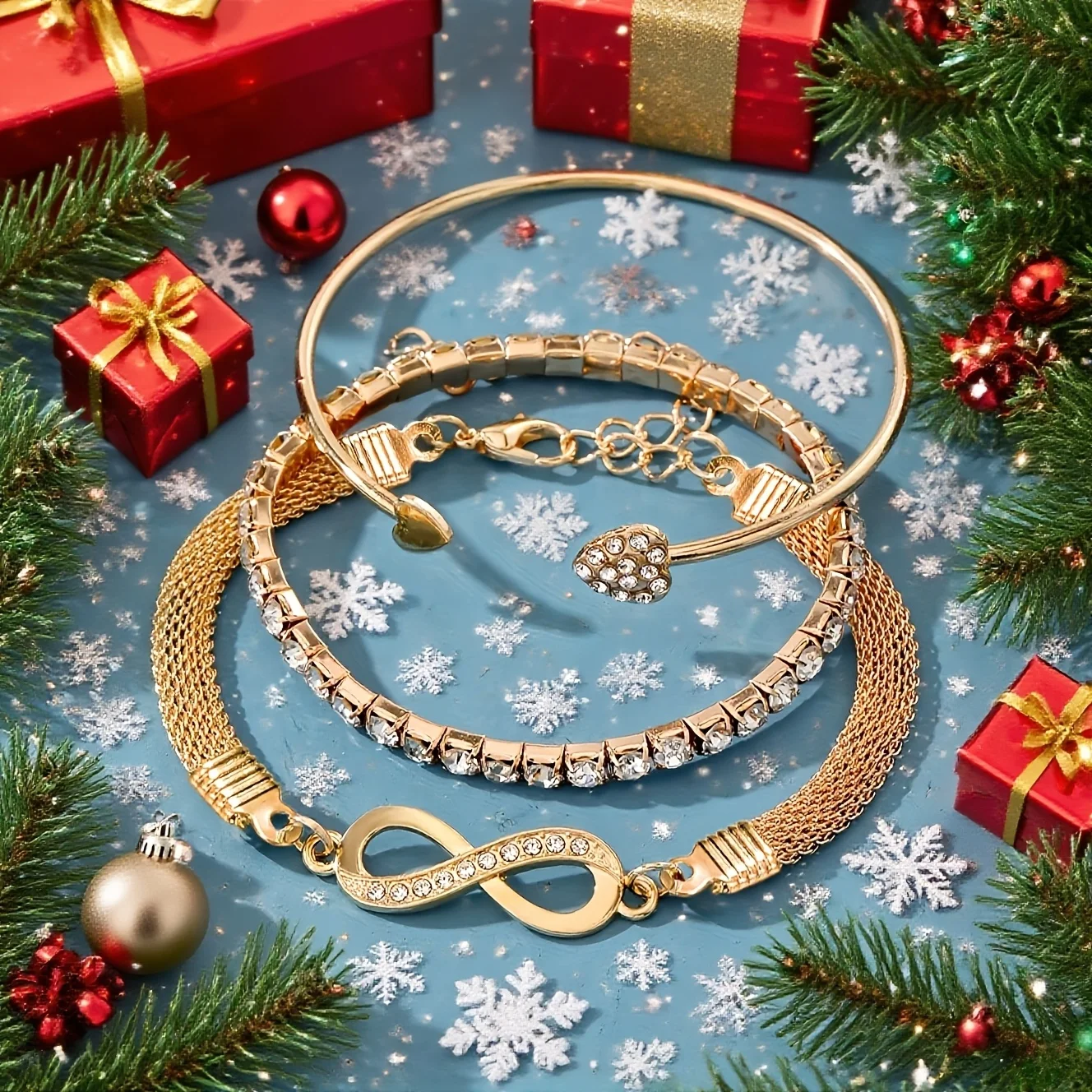 CRISTAL — Diamond-Studded Watch & Jewellery Set · 4 Pieces of Pure Brilliance