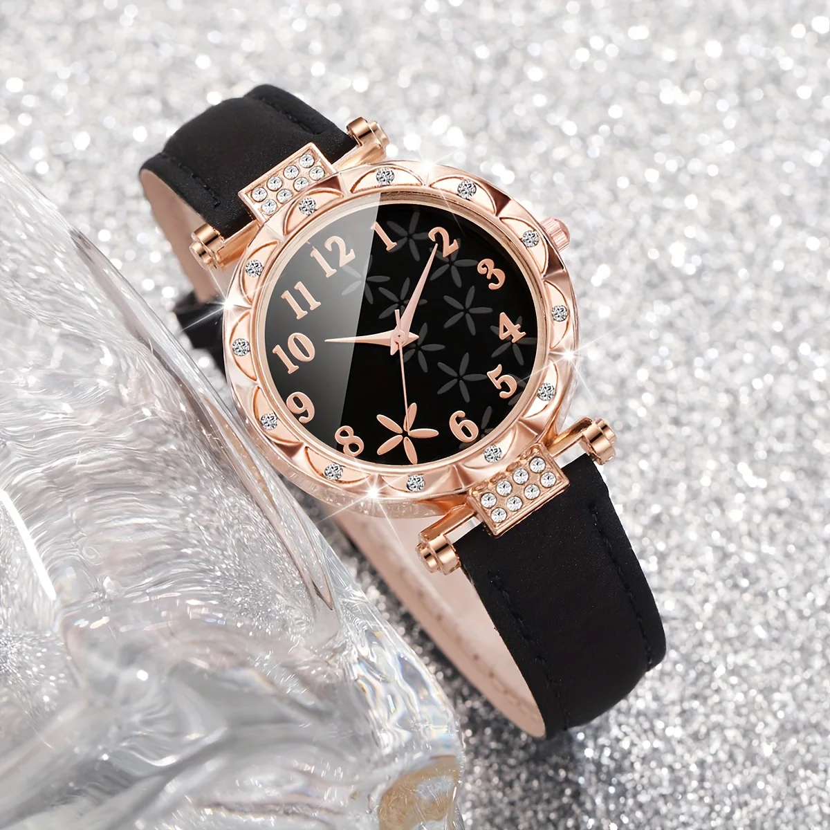CÉLESTE — 6-Piece Watch & Bracelet Set · Black & Gold