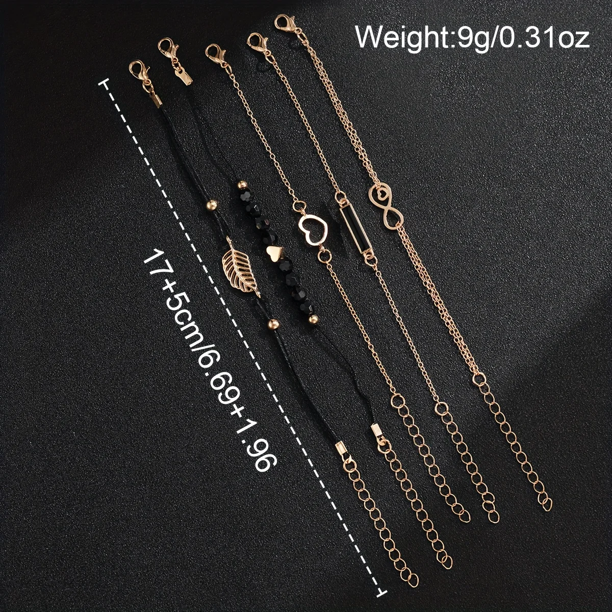 CÉLESTE — 6-Piece Watch & Bracelet Set · Black & Gold