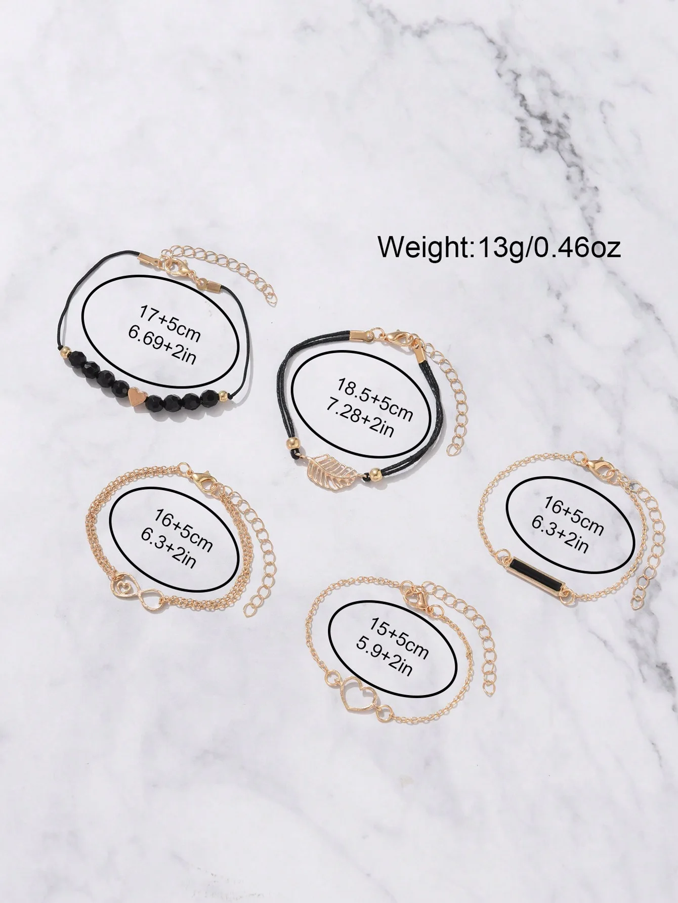 CÉLESTE — 6-Piece Watch & Bracelet Set · Black & Gold