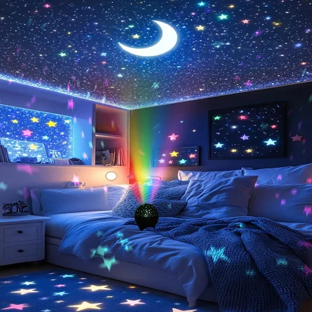 RGB Starry Night Galaxy Projector – Magical Sky Light with Sound Activation