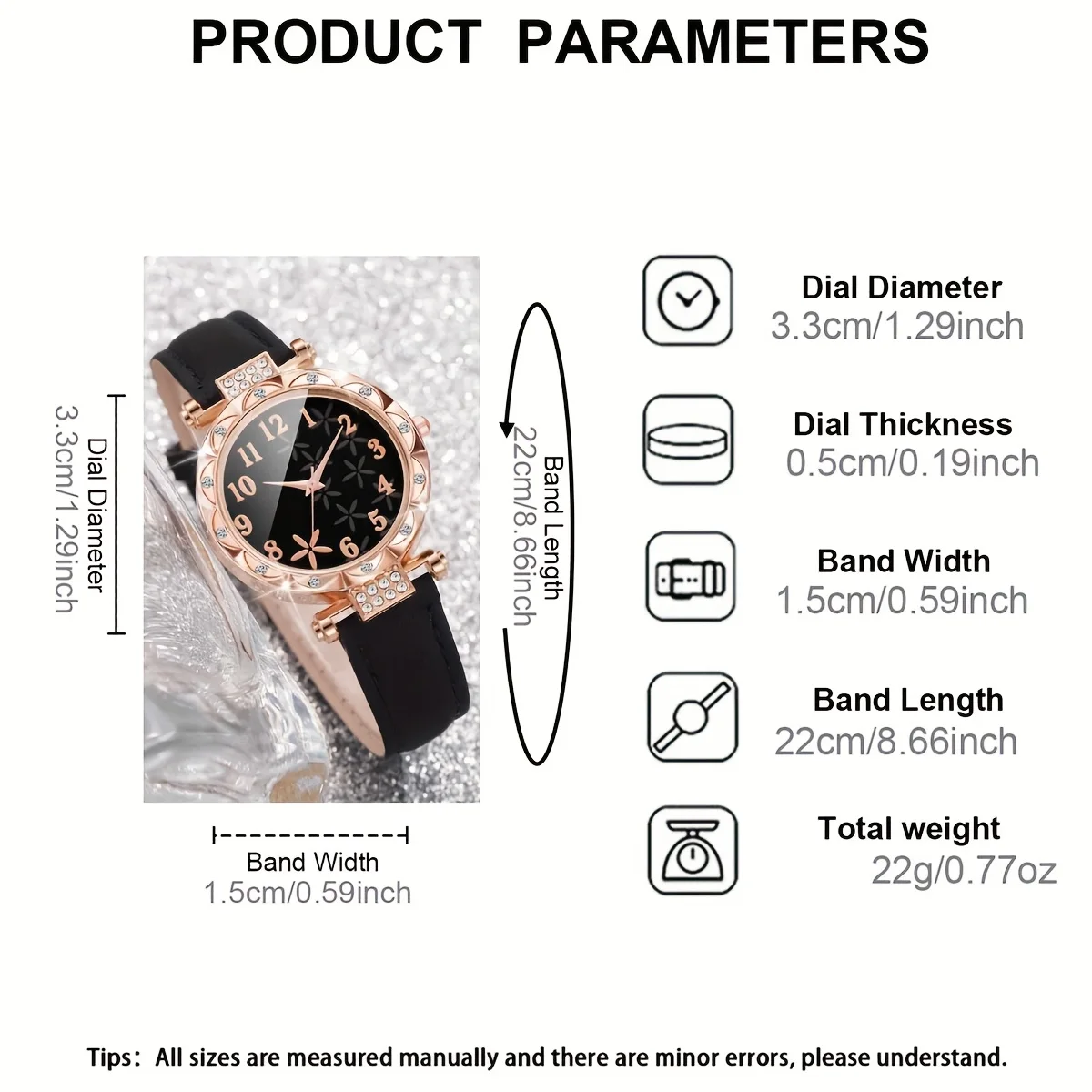 CÉLESTE — 6-Piece Watch & Bracelet Set · Black & Gold