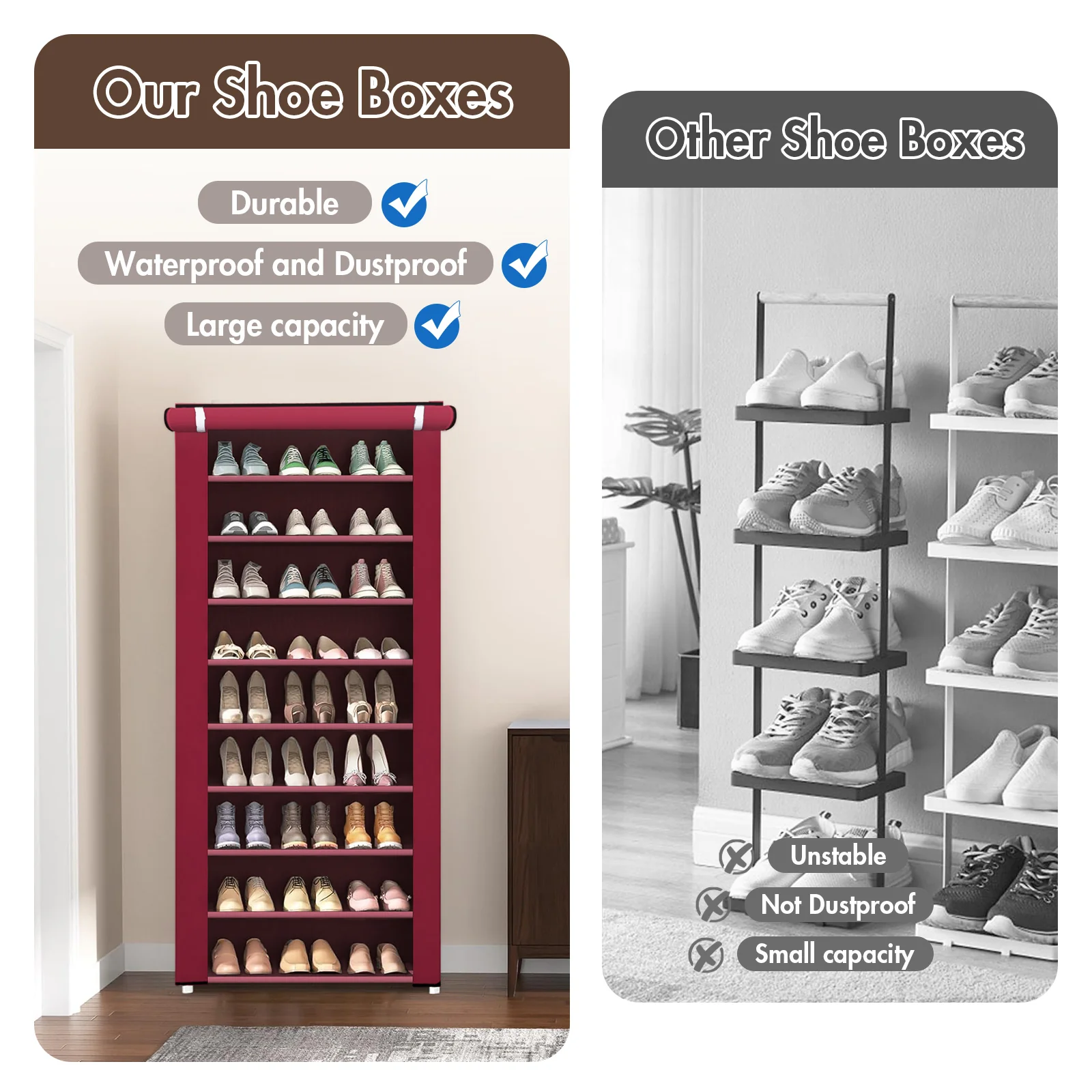 10-Tier Mega Shoe Organizer – Space-Saving, Dust-Proof & Built to Last