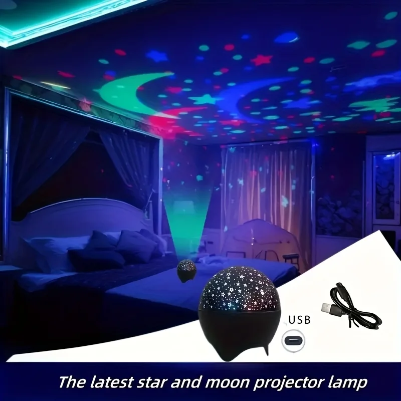 RGB Starry Night Galaxy Projector – Magical Sky Light with Sound Activation