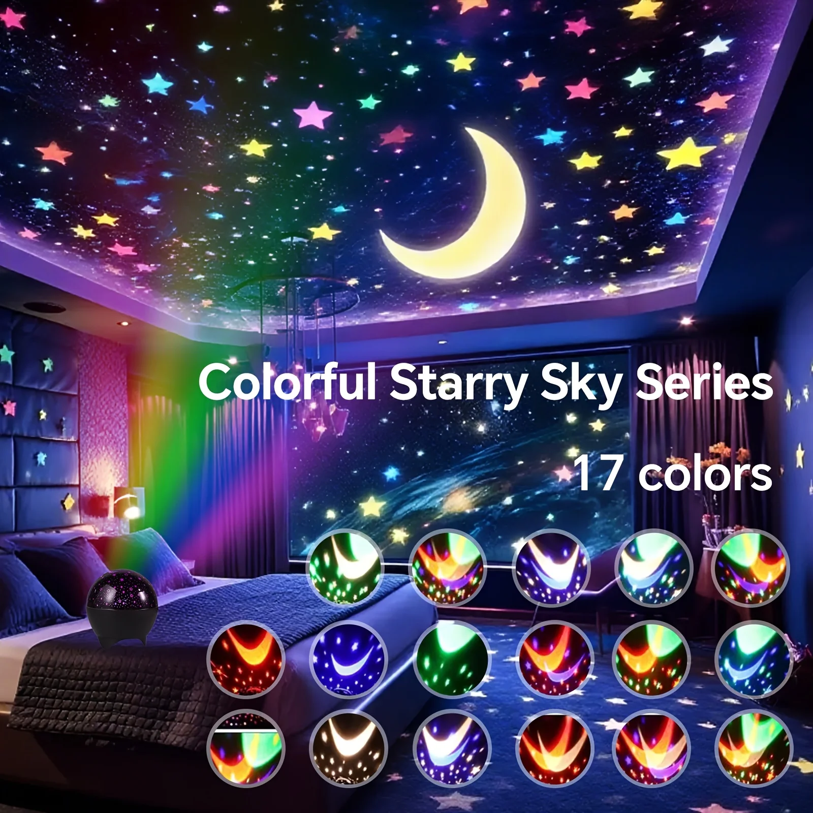 RGB Starry Night Galaxy Projector – Magical Sky Light with Sound Activation