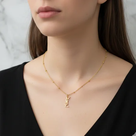 Collier à Pendentif Monogramme "Éclat Vintage" Doré