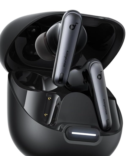 سماعات داخل الأذن ليبرتي 4 ان سي لاسلكية بتقنية خفض الضوضاء بنسبة 98.5% والغاء التكيفي وبطارية تدوم 50 ساعة وشحن وبلوتوث 5.3 - ساوند كور من انكر أسود