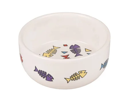 صحن من السيراميك GAMELLE POUR LA NOURRITURE ET L'EAU FISK ROND BLANC small