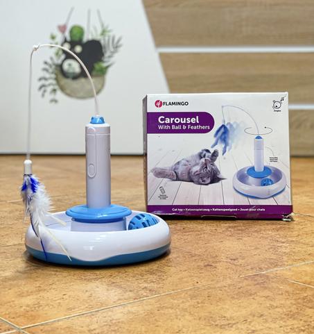 Cat toy carousel with ball & feathers