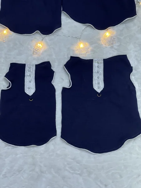 لباس تقليدي مغربي للقطط Tenue beldi pour chat  chiens Mâle taille BLEU FONCE