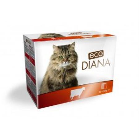 Eco Diana Paté pour Chats 12 pochons de 100g  Poulet- Poisson-Boeuf
