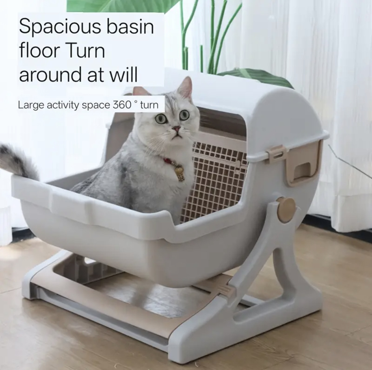 ؜صندوق فضلات قطط نصف آلي litter box semi automatique