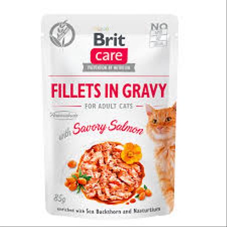 Brit care pouchons  salmon filets in gravy for adult cat