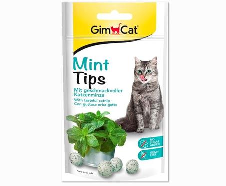 وجبة خفيفة وظيفية للقطط، غنية بعشبة القطط CATNIPGIMCAT MINTTIPS 40G   Snack pour Chats
