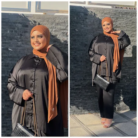 تألقي بلمسة الستان الساحرة ✨ طقم "صدفة" الجديد.