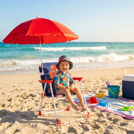 Chaise de Plage Pliable pour Enfant avec Parasol – Designs Variés