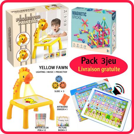 (3PCS ) Blocs de construction magnétiques + projecteur de dessin + tablette francais.