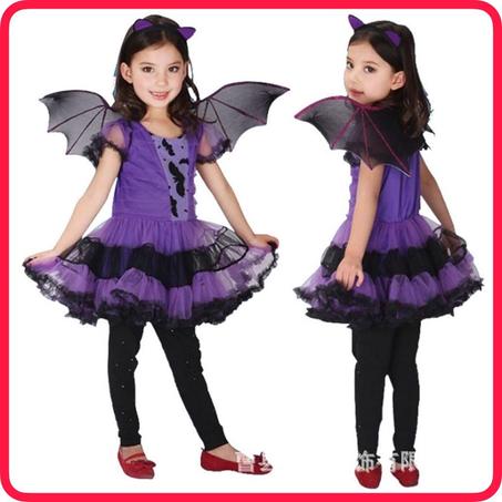Déguisement Vampire Halloween avec Ailes et Bandeau pour Fille
