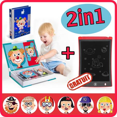ألعاب تعليمية للأطفال كتاب مغناطيسي + لوحة الرسم والكتابة بالمجان
