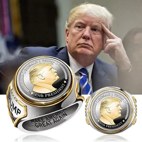 Trump Ring , Trump Supporters Unisex Hop Ring Usa Inscribed Stainless Knuckle for American President Election Campaign