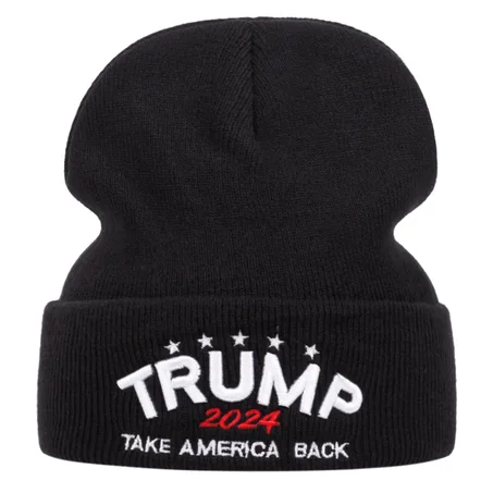 Unisex Knitted Winter Beanie – Warm Skull Cap with TRUMP Embroidery for Men & Women, Ideal for Skiing and Cold Weather