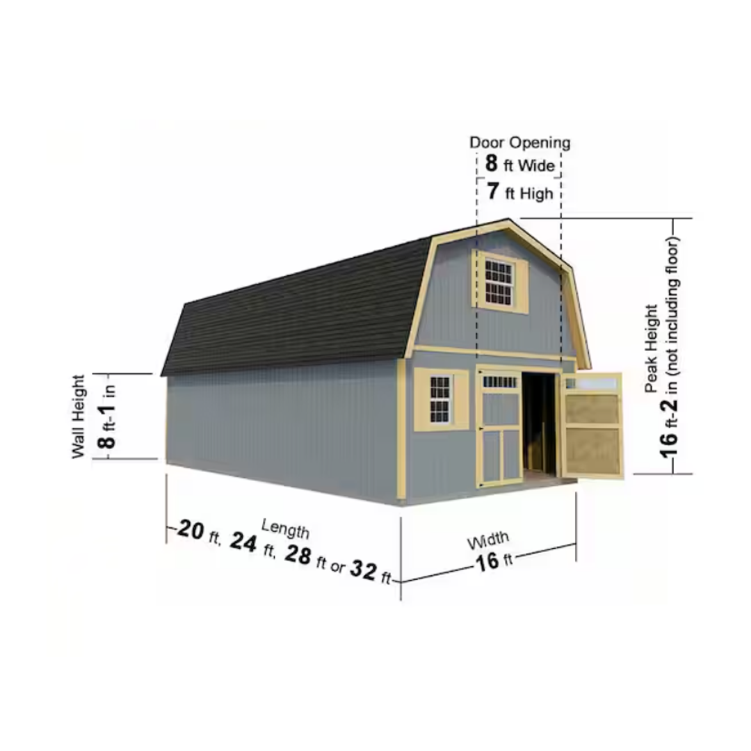 Best Barns Handcrafted Homestead XL 16 ft. x 32 ft. Two-Story Wood Barn Kit with Transom Doors (Staircase Included)