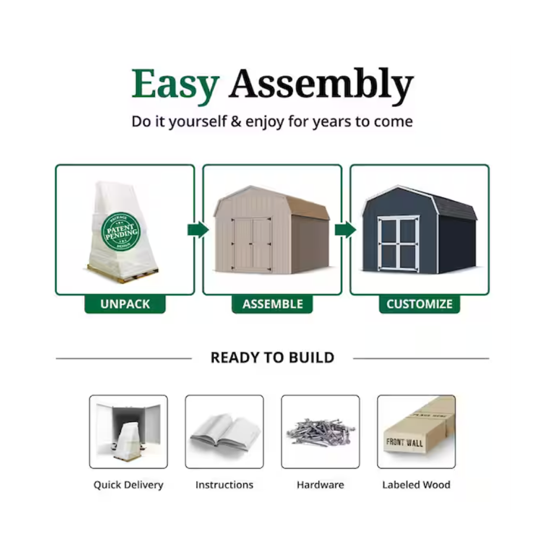 Little Cottage Co. Value Gambrel 12 ft. W x 24 ft. D Wood Storage Shed Precut Kit with 6 ft. Sidewalls and Floor (288 sq. ft.)