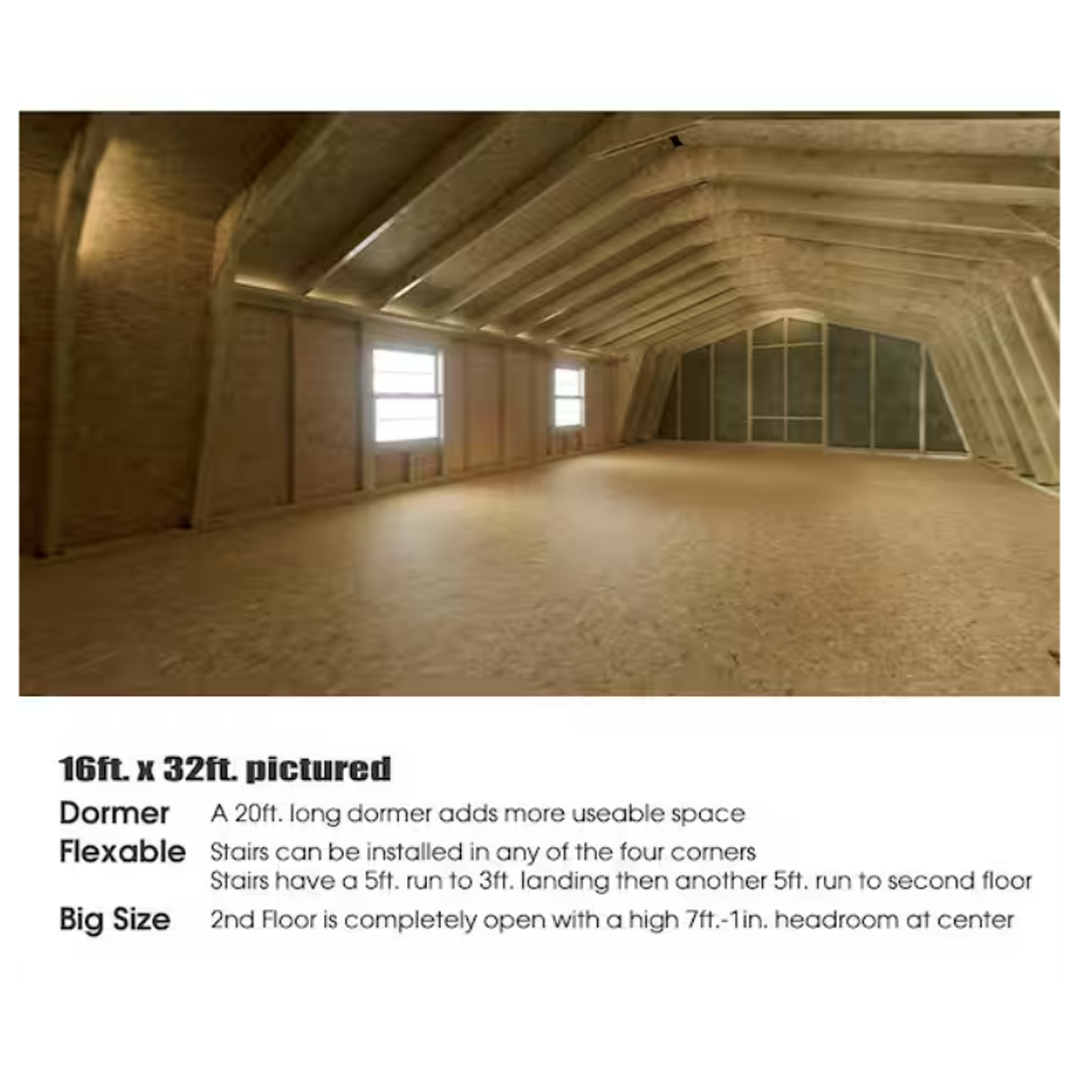 Best Barns Crafted Colossal 32 ft. x 16 ft. 2-Story Wood Barndominium Kit with Man Door and Elegant Dormer Kit