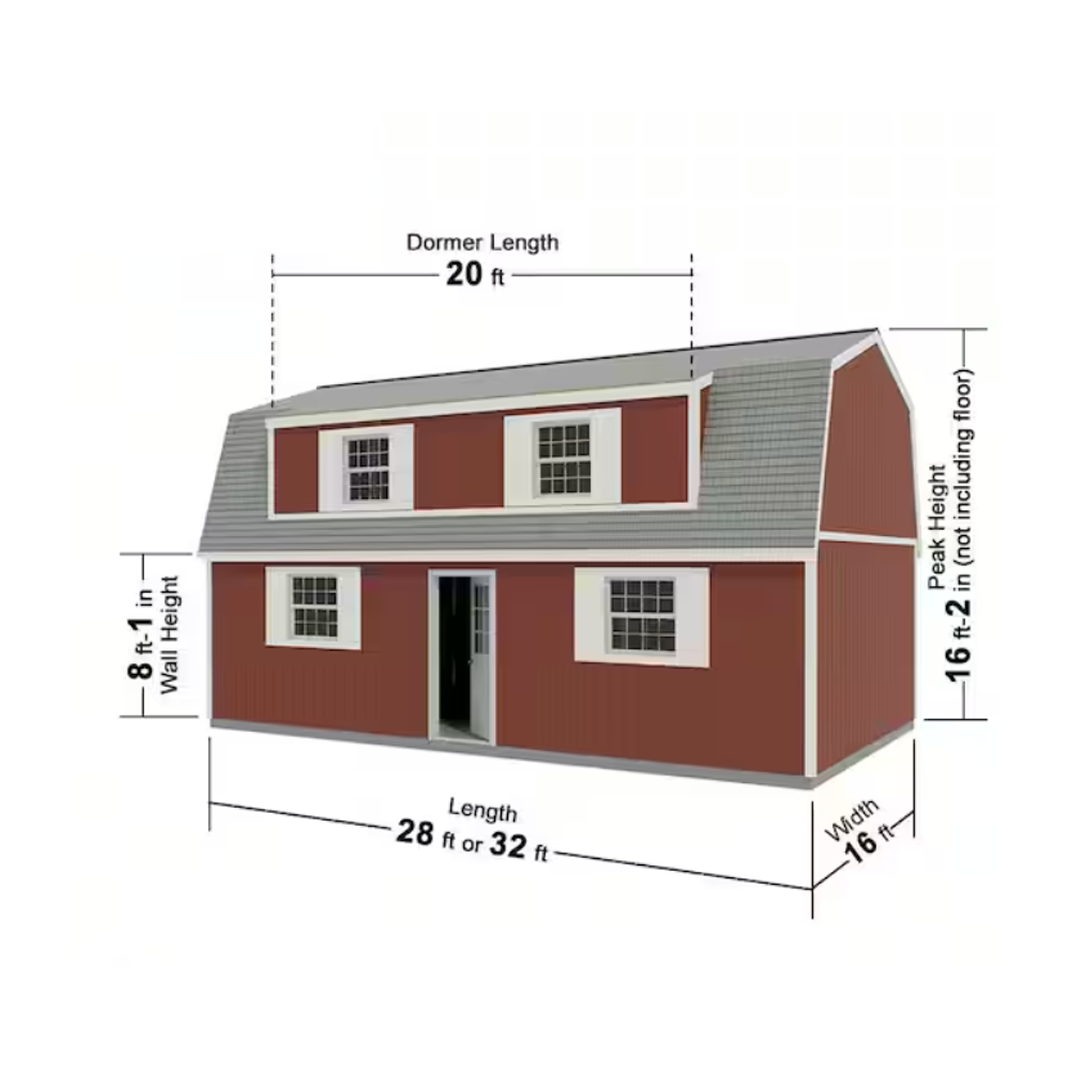 Best Barns Crafted Colossal 32 ft. x 16 ft. 2-Story Wood Barndominium Kit with Man Door and Elegant Dormer Kit