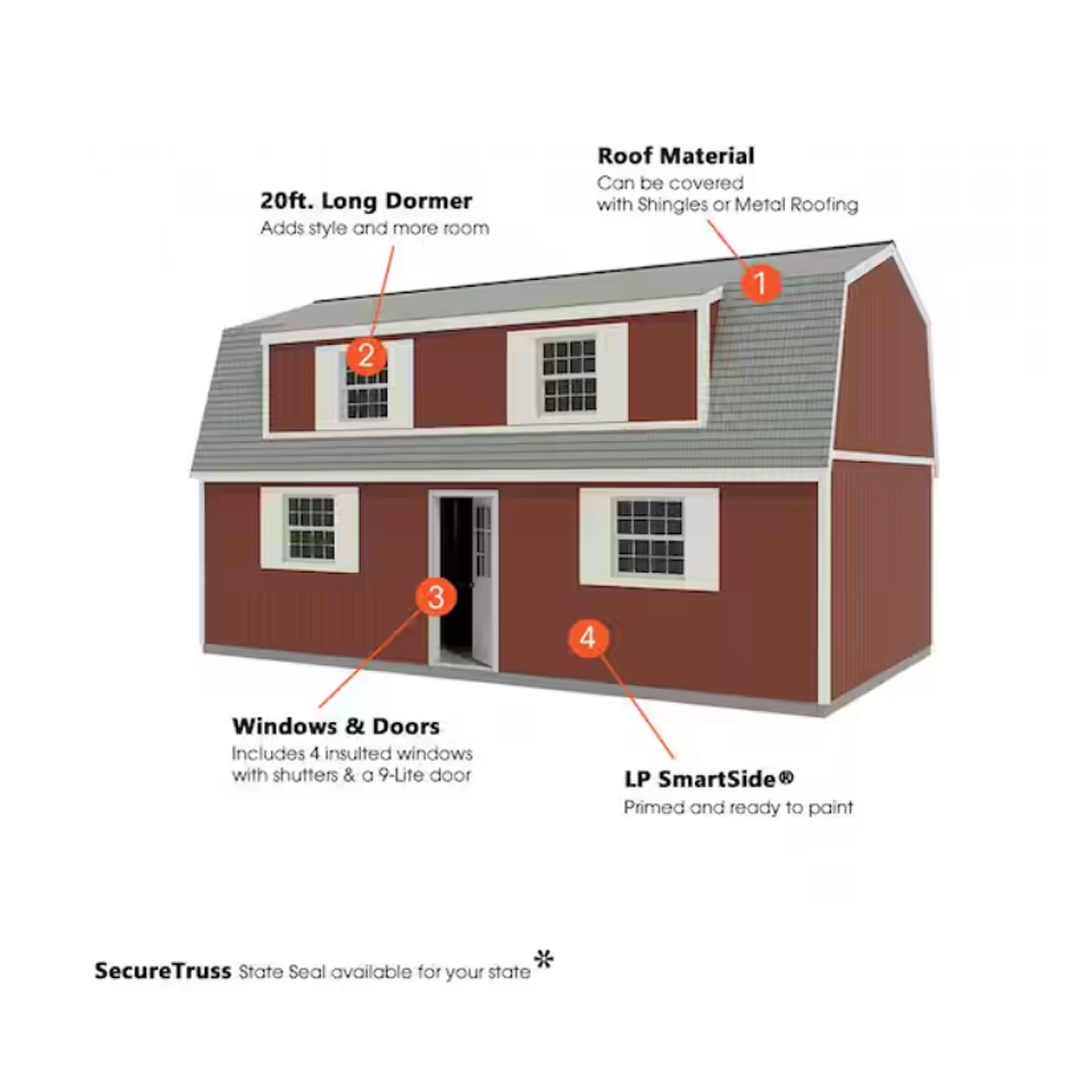 Best Barns Crafted Colossal 32 ft. x 16 ft. 2-Story Wood Barndominium Kit with Man Door and Elegant Dormer Kit