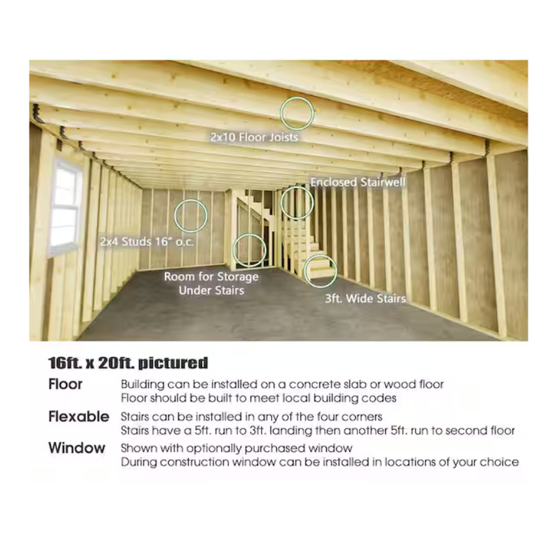 Best Barns Handcrafted Homestead XL 16 ft. x 24 ft. Two-Story Wood Barn Kit with Loft (Staircase Included)