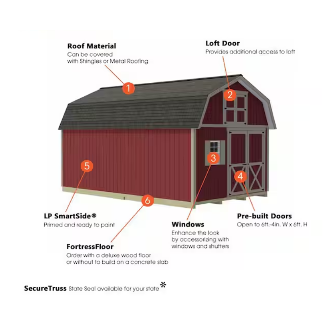 Best Barns Handcrafted Homestead 12 ft. x 16 ft. Wood Barn Kit with Spacious Loft and Fortress Floor