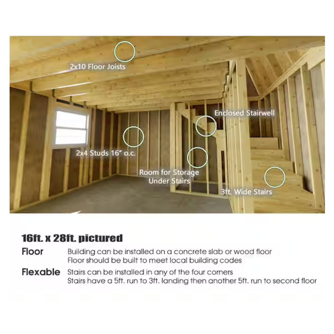 Best Barns Crafted Colossal 32 ft. x 16 ft. 2-Story Wood Barndominium Kit with Man Door and Elegant Dormer Kit