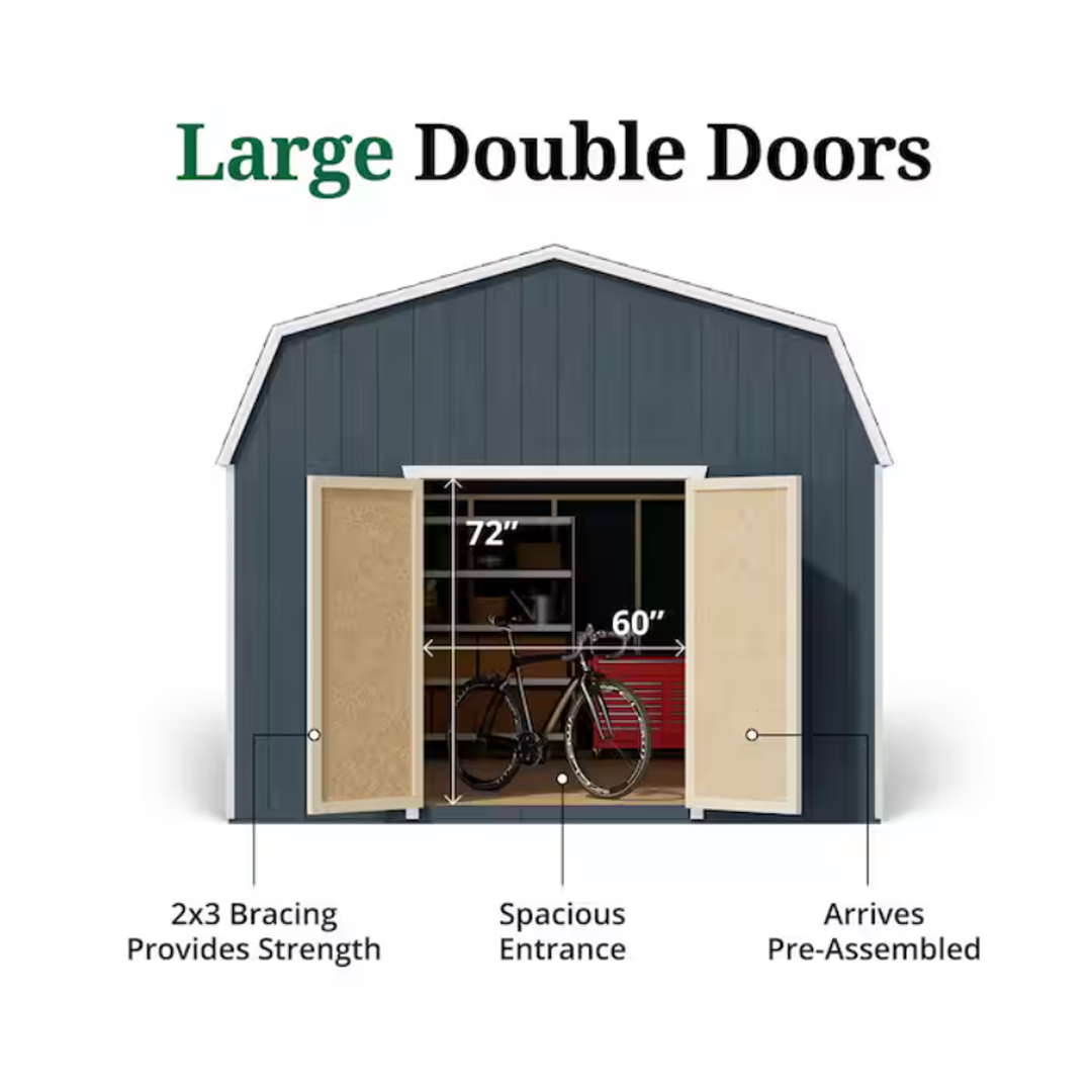 Little Cottage Co. Value Gambrel 12 ft. W x 20 ft. D Wood Storage Shed Precut Kit with 6 ft. Sidewalls and Floor (240 sq. ft.)