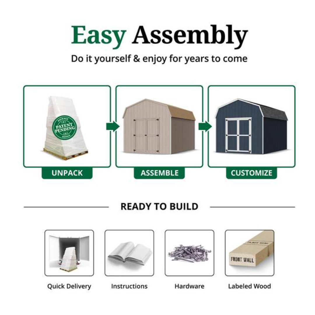 Little Cottage Co. Value Gambrel 12 ft. W x 20 ft. D Wood Storage Shed Precut Kit with 6 ft. Sidewalls and Floor (240 sq. ft.)