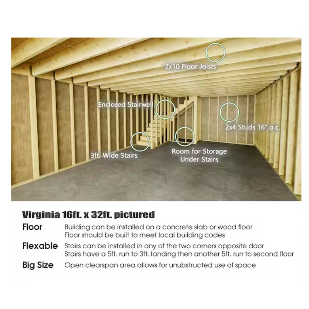 Best Barns Handcrafted Homestead XL 16 ft. x 32 ft. Two-Story Wood Barn Kit with Transom Doors (Staircase Included)