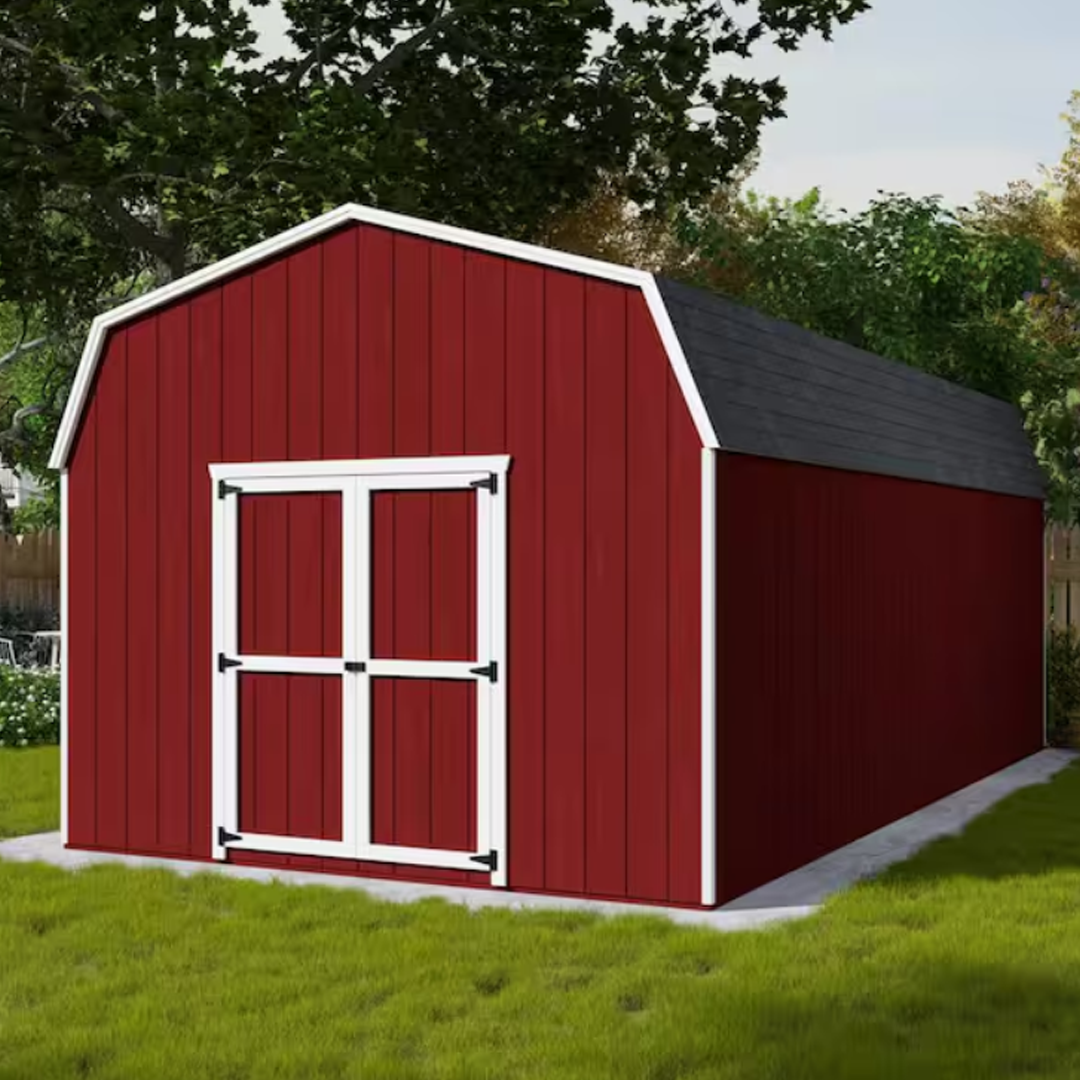 Little Cottage Co. Value Gambrel 12 ft. W x 24 ft. D Wood Storage Shed Precut Kit with 6 ft. Sidewalls and Floor (288 sq. ft.)
