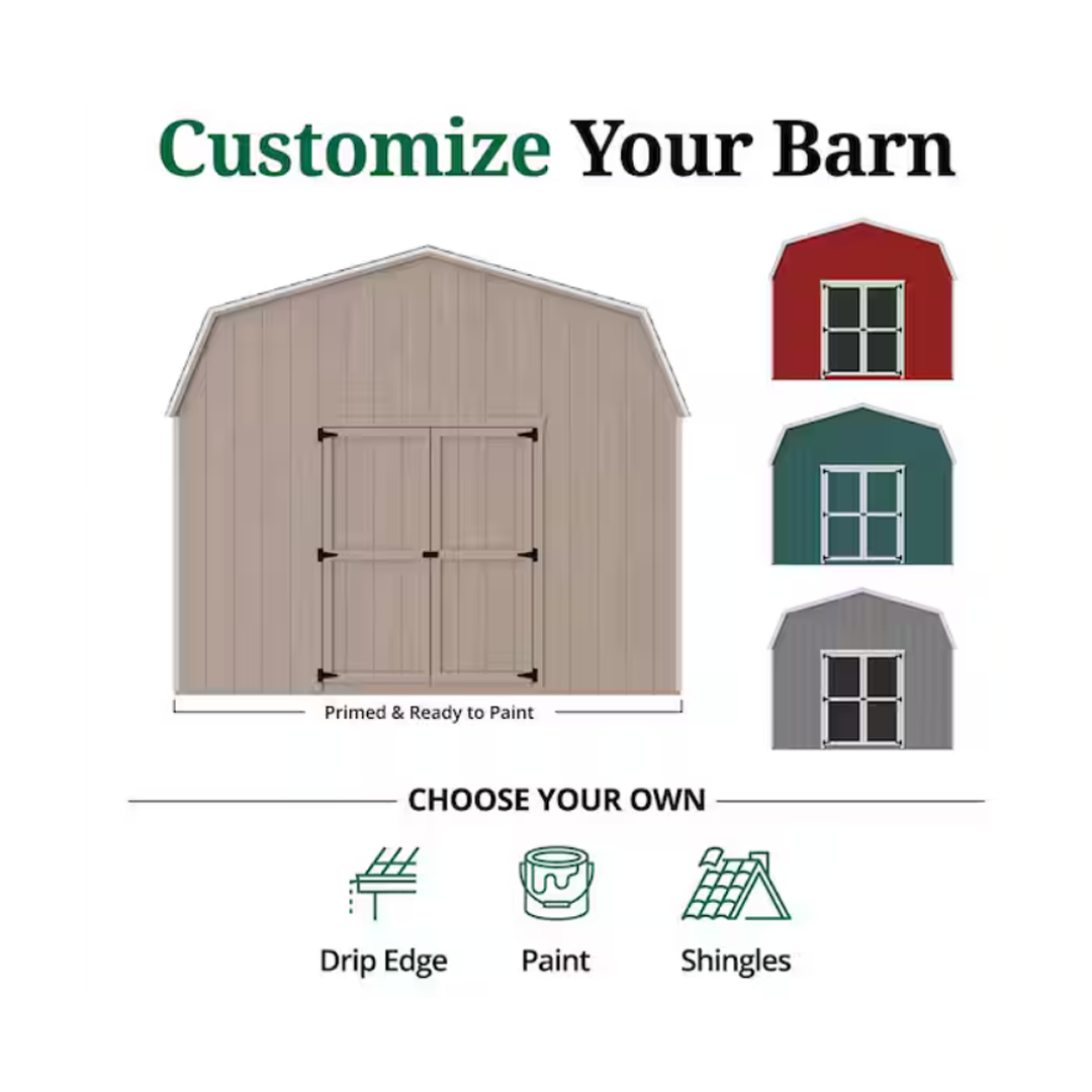 Little Cottage Co. Value Gambrel 12 ft. W x 24 ft. D Wood Storage Shed Precut Kit with 6 ft. Sidewalls and Floor (288 sq. ft.)