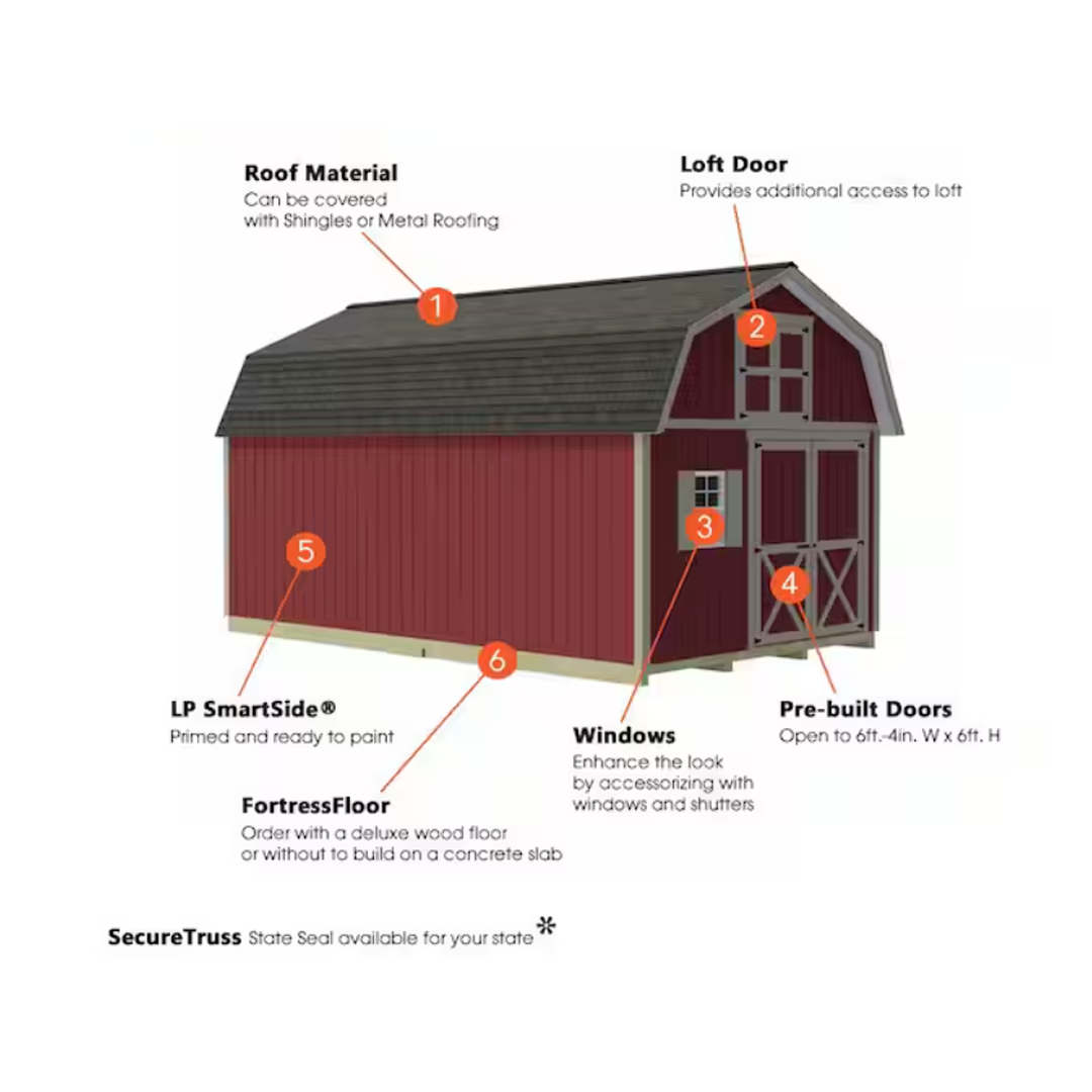 Best Barns Handcrafted Homestead 12 ft. x 20 ft. Wood Barn Kit with Loft and Fortress Floor