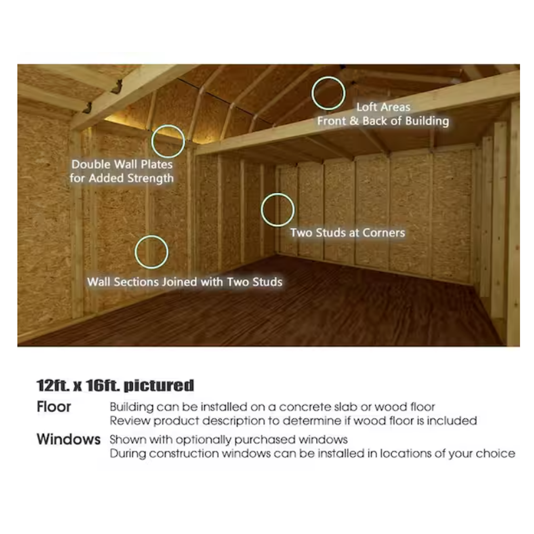 Best Barns Handcrafted Homestead 12 ft. x 16 ft. Wood Barn Kit with Spacious Loft and Fortress Floor
