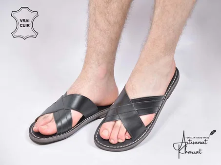 Claquette Cuir CROISE