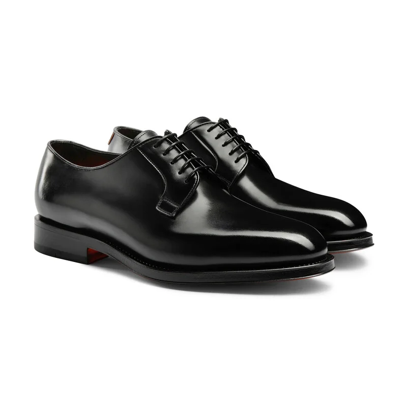 Derby en cuir patiné noir pour homme