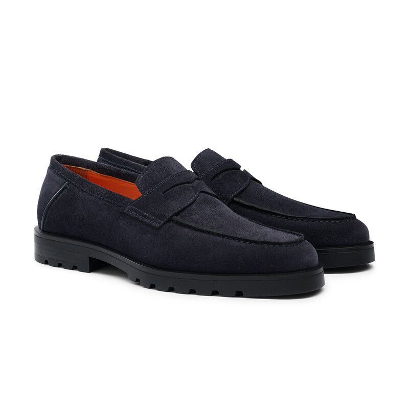 Mocassin Penny en daim bleu pour homme