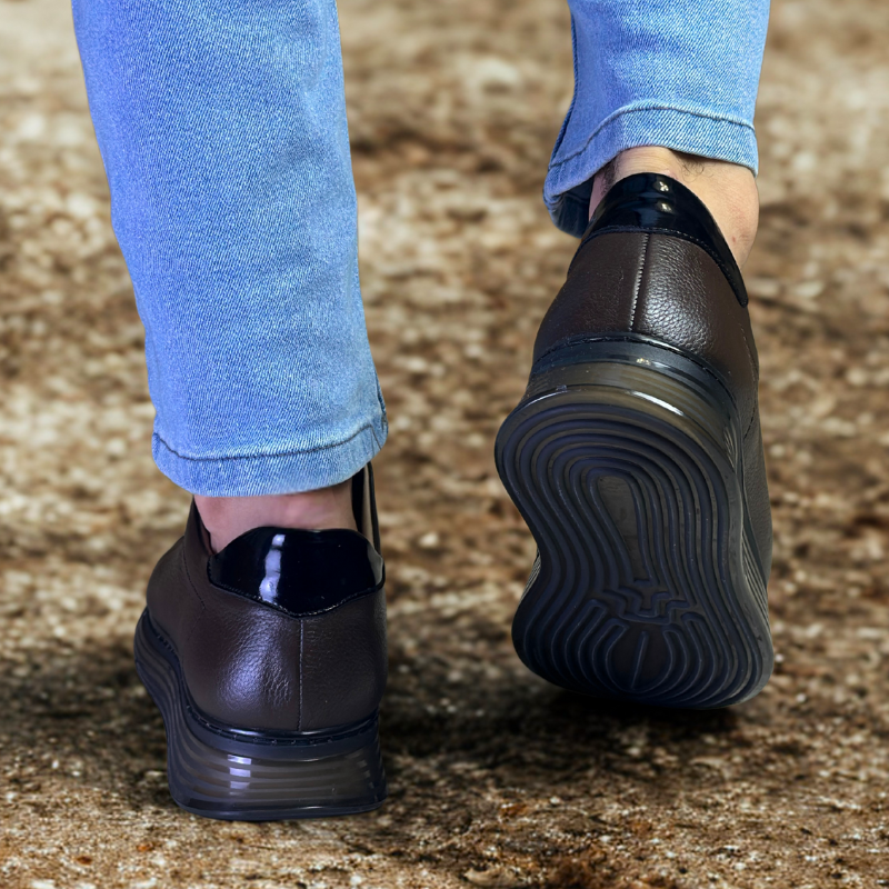 Sneakers homme en cuir Marron